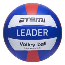 Мяч волейбольный Atemi LEADER, PVC ламинированный, 18 п., син/бел/крас, клееный, окруж 65-67
